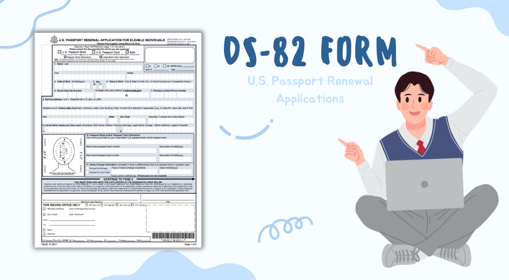 The blank DS-82 form for print to renew the U.S. passport